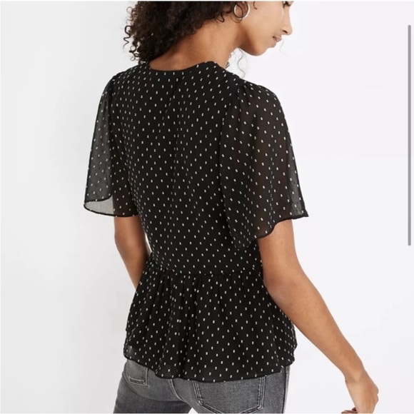 Madewell Flutter Sleeve Peplum Dotted Top - Picture 3 of 6